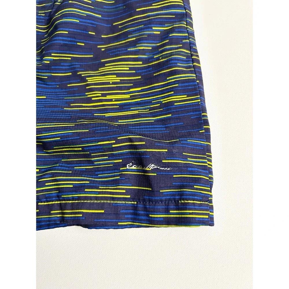 Eddie Bauer Kids Swim Trunks Navy Blue Green Streak Pattern Size S 7/8